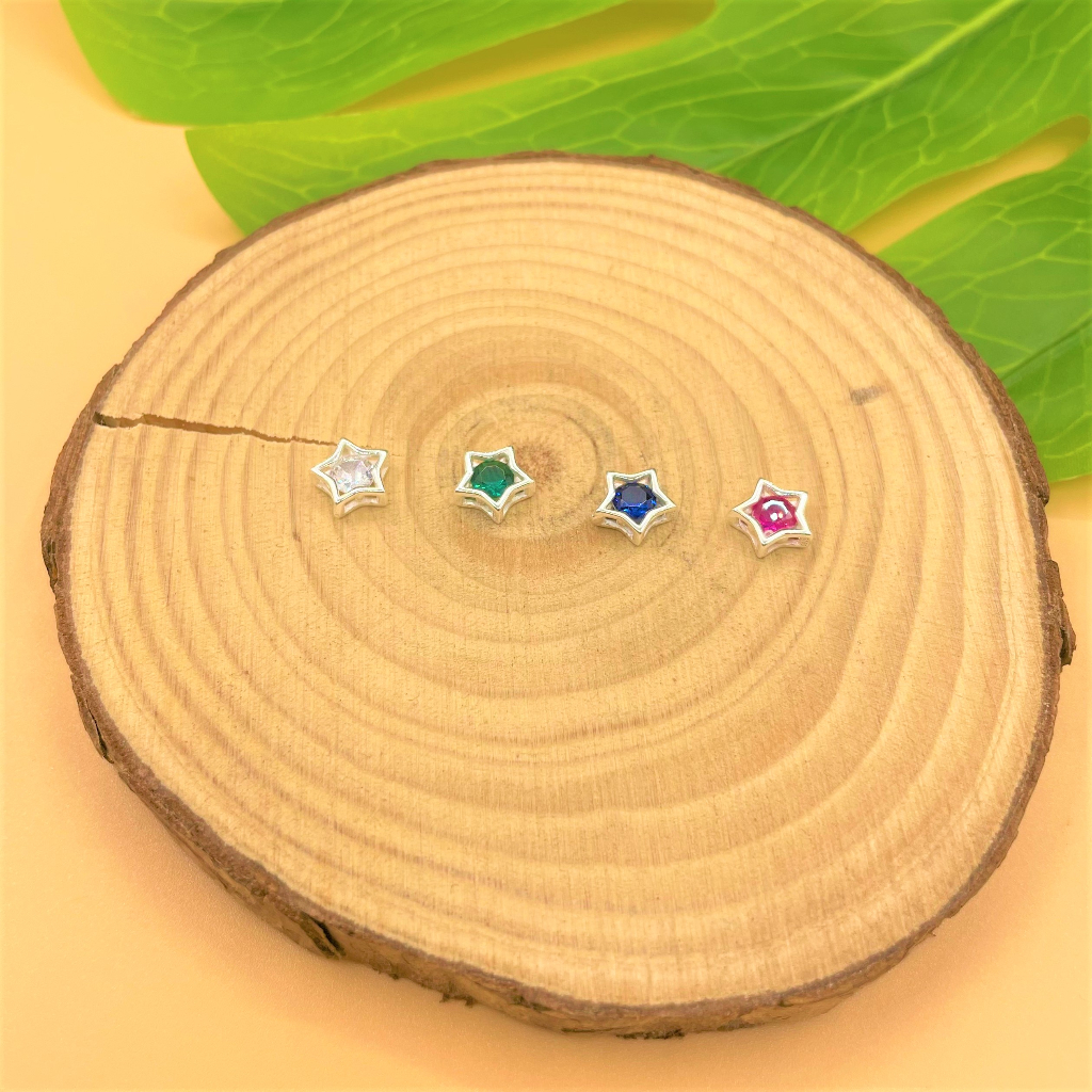 Charm nối ngôi sao 8.2 mm bạc trắng đính đá nhiều màu - Charm Bạc 925 - Mã CB955