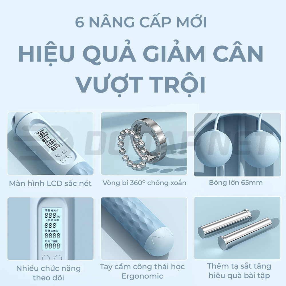 Dây Nhảy Thể Lực Đếm Số Tự Động Không Dây Dạng Bóng Lớn  6,5cm Phiên Bản Nâng Cấp Hẹn Giờ