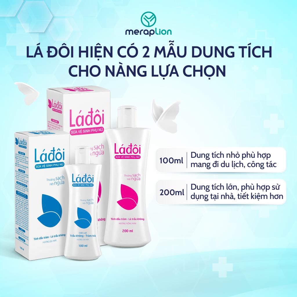 Sữa vệ sinh phụ nữ LÁ ĐÔI 200ml làm sạch tác nhân gây ngứa, mùi và viêm nhiễm phụ khoa