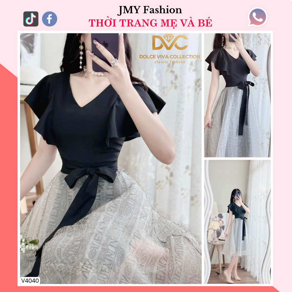 váy đen xòe 2 lớp thắt nơ eo nữ tính