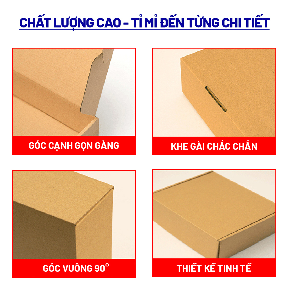 Hộp Carton Nắp Gài Đầy Đủ Kích Cỡ Dùng Đóng Gói Hàng, Đựng Quà Tặng, Quần Áo, Phụ Kiện, Mỹ Phẩm, Mặt Nâu Cứng Cáp Giá Rẻ