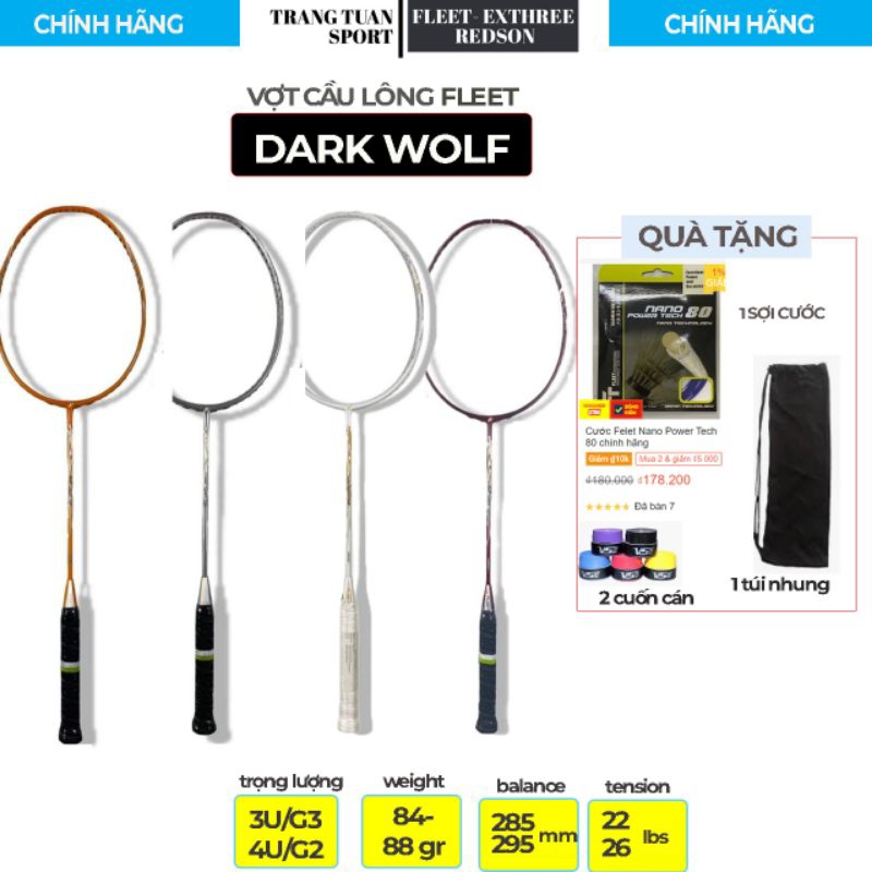 Vợt cầu lông Fleet Dark Wolf (3U, 4U)- Full 4 màu