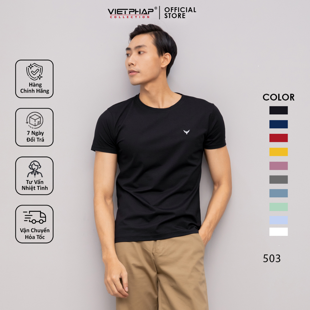 Áo Thun T-Shirt Nam cao cấp VIỆT PHÁP / Form Body - Chất liệu cotton co dãn thấm hút mồ hồi tốt 503