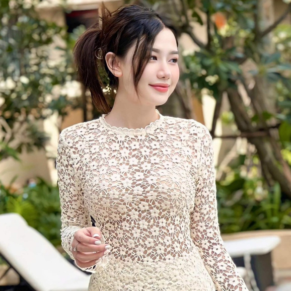 Bộ ren hoa tay dài Bigsize 34DB007 hàng cao cấp, Set bộ đi biển chất ren hoa sang trọng sexy kín đáo