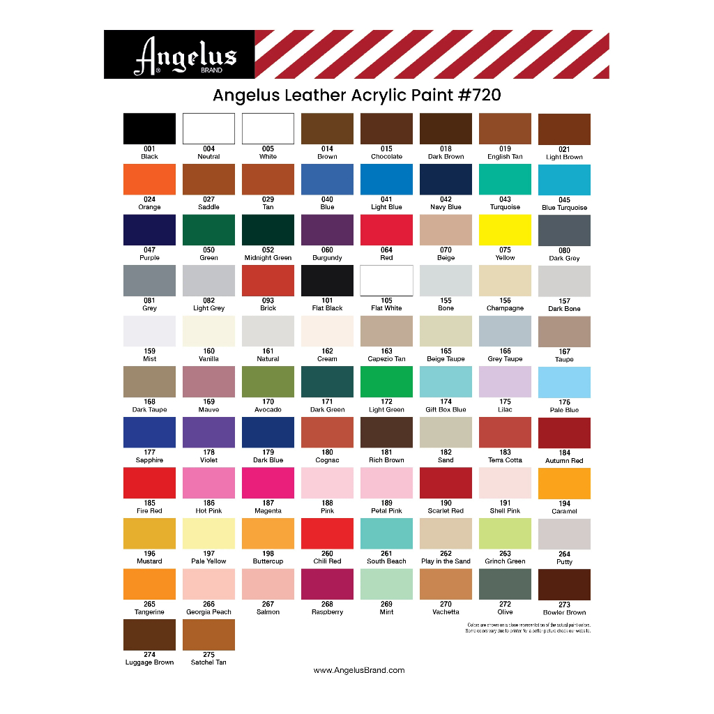 Màu custom giày Angelus Leather Paint chính hãng USA 12ml - Bảng 1