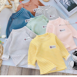 Áo Thu Đông Cho Bé, Áo Lót Nỉ Phối Kẻ Cổ 3 Phân Ấm Áp Cho Bé Trai Bé Gái Từ 6 - 18kg