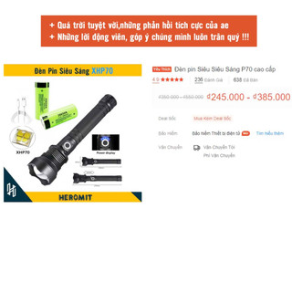 Đèn pin Siêu Sáng XHP70 cáp Type-C pin Trâu
