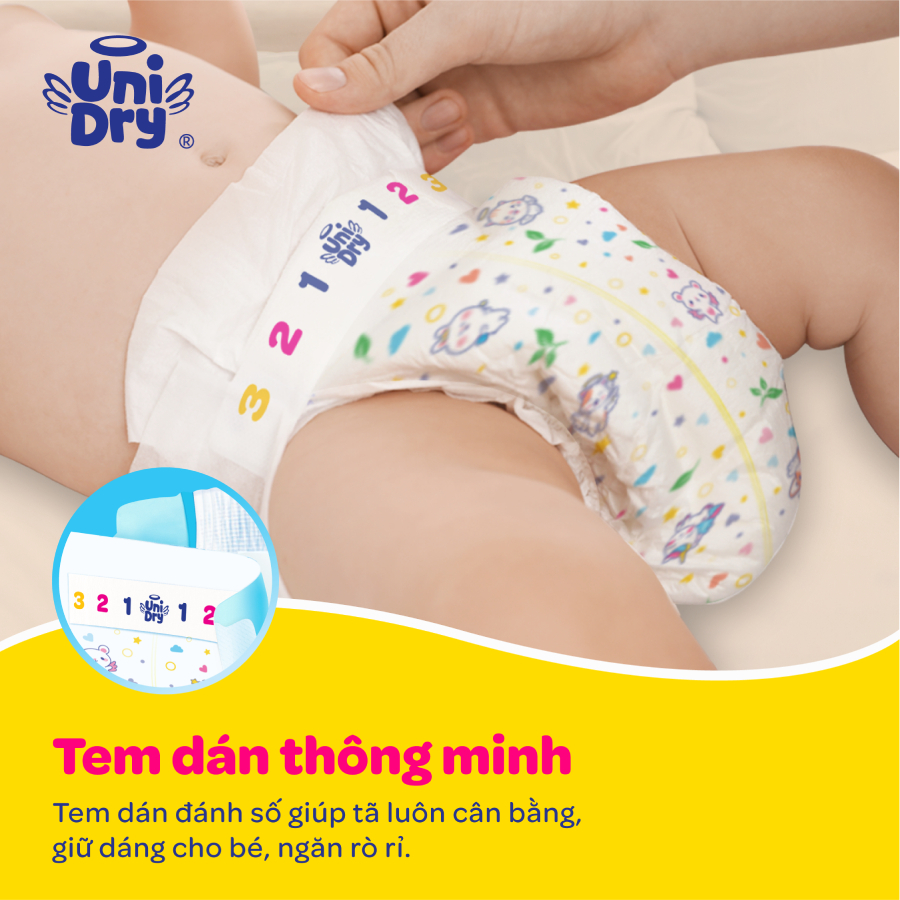 Combo 3 Tã dán UniDry Siêu khô thoáng mới size M/L - thùng 50 miếng