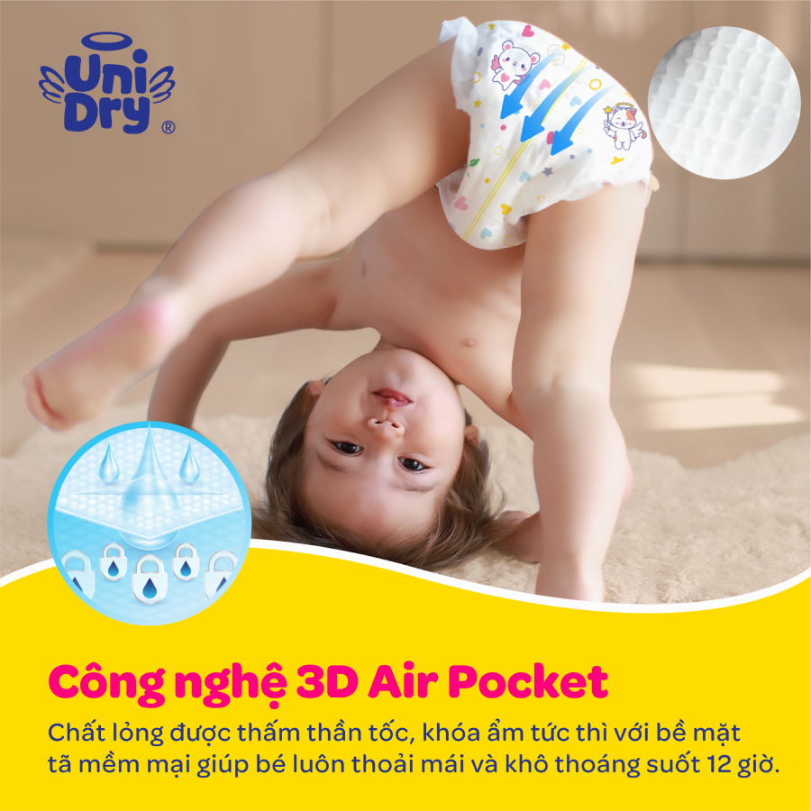 Combo 3 Tã dán UniDry Siêu khô thoáng mới size M/L - thùng 50 miếng
