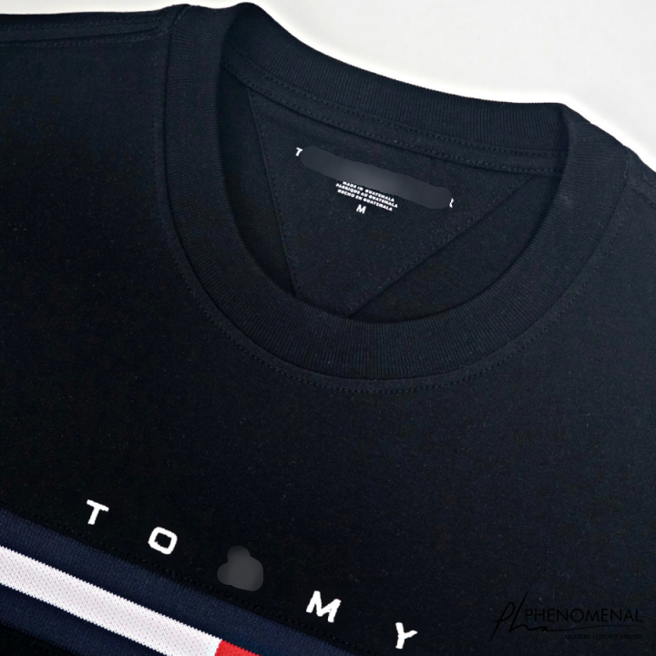 Áo thun Tommy Basic Embroidered Flag Logo - Logo Dệt Kim Chất 100%cotton mịn dày 250GSM nặng trên 300gram