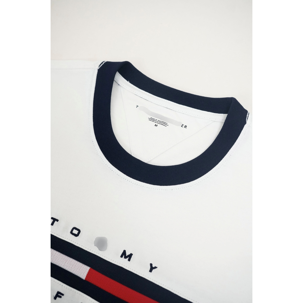 Áo thun Tommy Basic Embroidered Flag Logo - Logo Dệt Kim Chất 100%cotton mịn dày 250GSM nặng trên 300gram