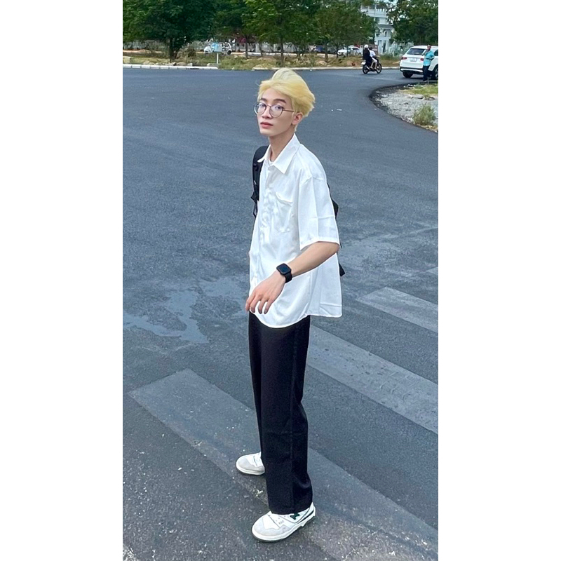 Sơ mi trắng tay ngắn 1 túi