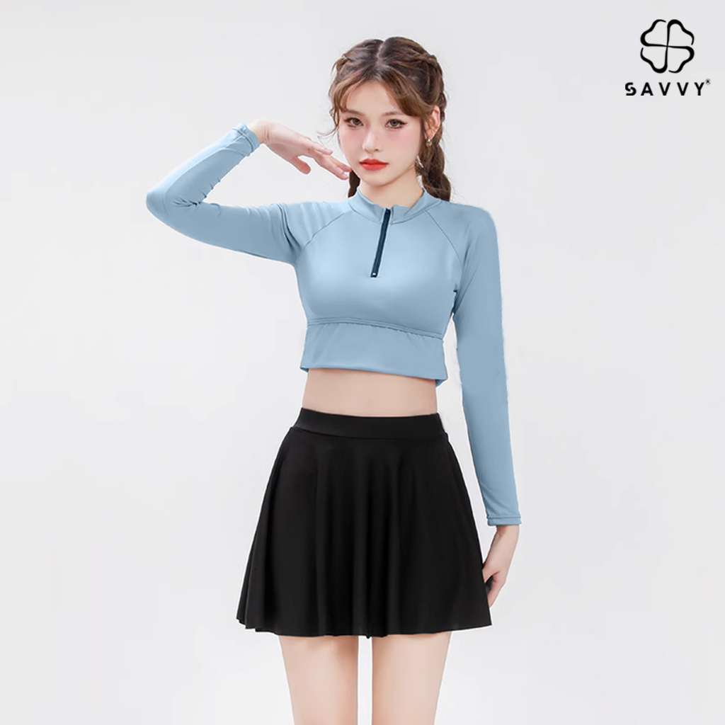 Đồ Bơi Nữ Kín Đáo 2 Mảnh Tay Dài SAVVY SV2MXN Cao Cấp Bộ Đồ Bơi Tắm Biển Cho Nữ 2 Mảnh Bikini Big size Kín Đáo Dài Tay