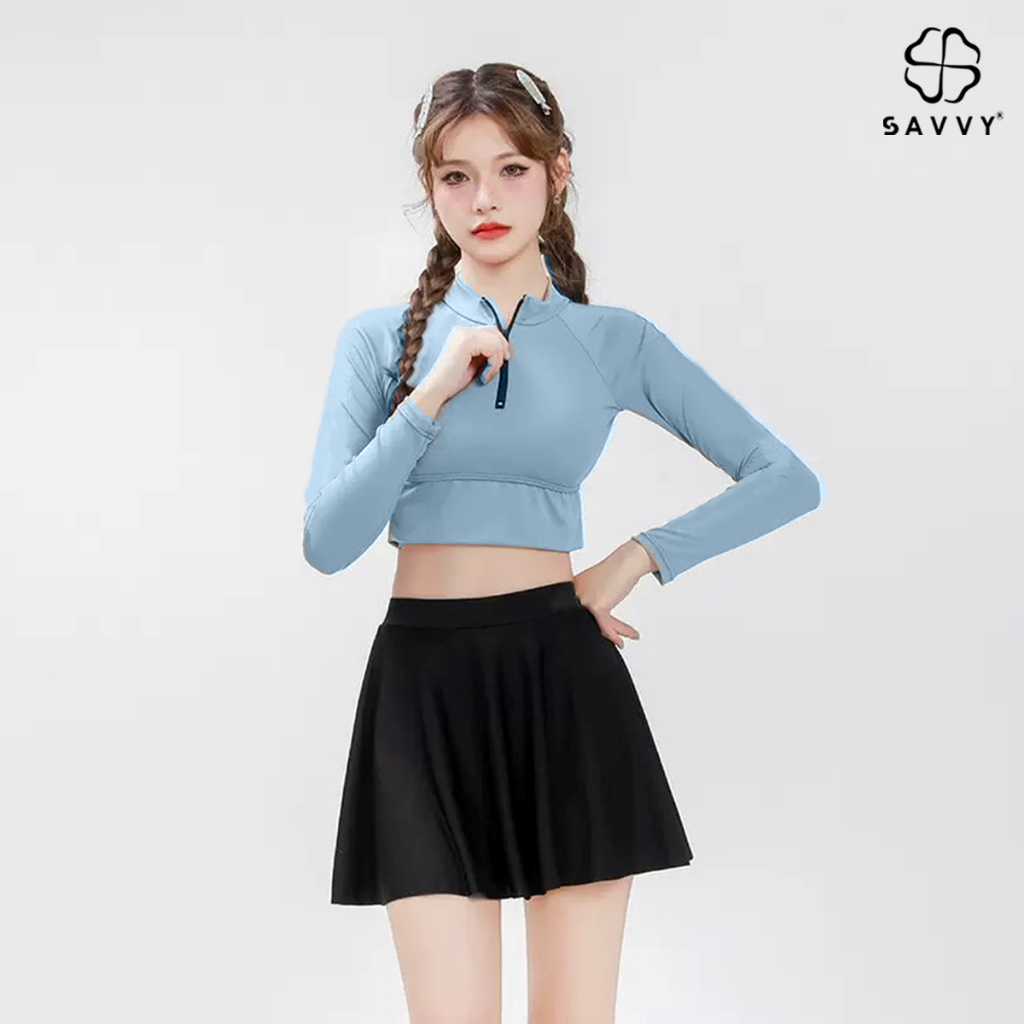 Đồ Bơi Nữ Kín Đáo 2 Mảnh Tay Dài SAVVY SV2MXN Cao Cấp Bộ Đồ Bơi Tắm Biển Cho Nữ 2 Mảnh Bikini Big size Kín Đáo Dài Tay