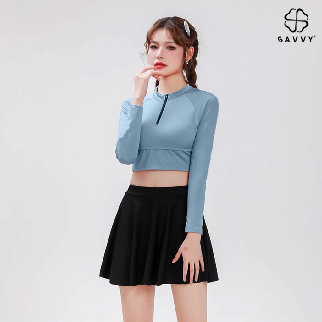 Đồ Bơi Nữ Kín Đáo 2 Mảnh Tay Dài SAVVY SV2MXN Cao Cấp Bộ Đồ Bơi Tắm Biển Cho Nữ 2 Mảnh Bikini Big size Kín Đáo Dài Tay