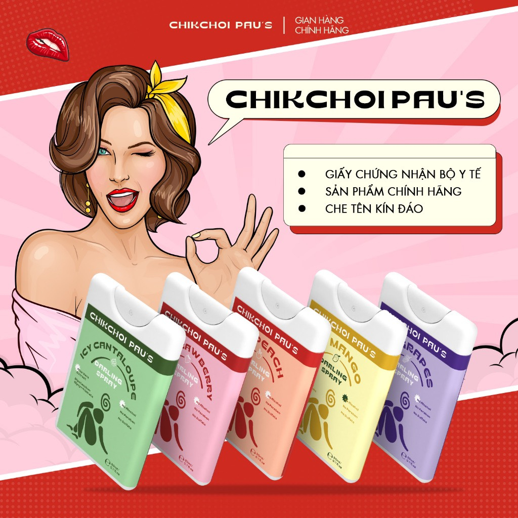 Xịt ngon CHIKCHOI PAU'S combo 2 vị lạnh nam nữ, the mát tăng khoái cảm cho cuộc yêu 20 ml