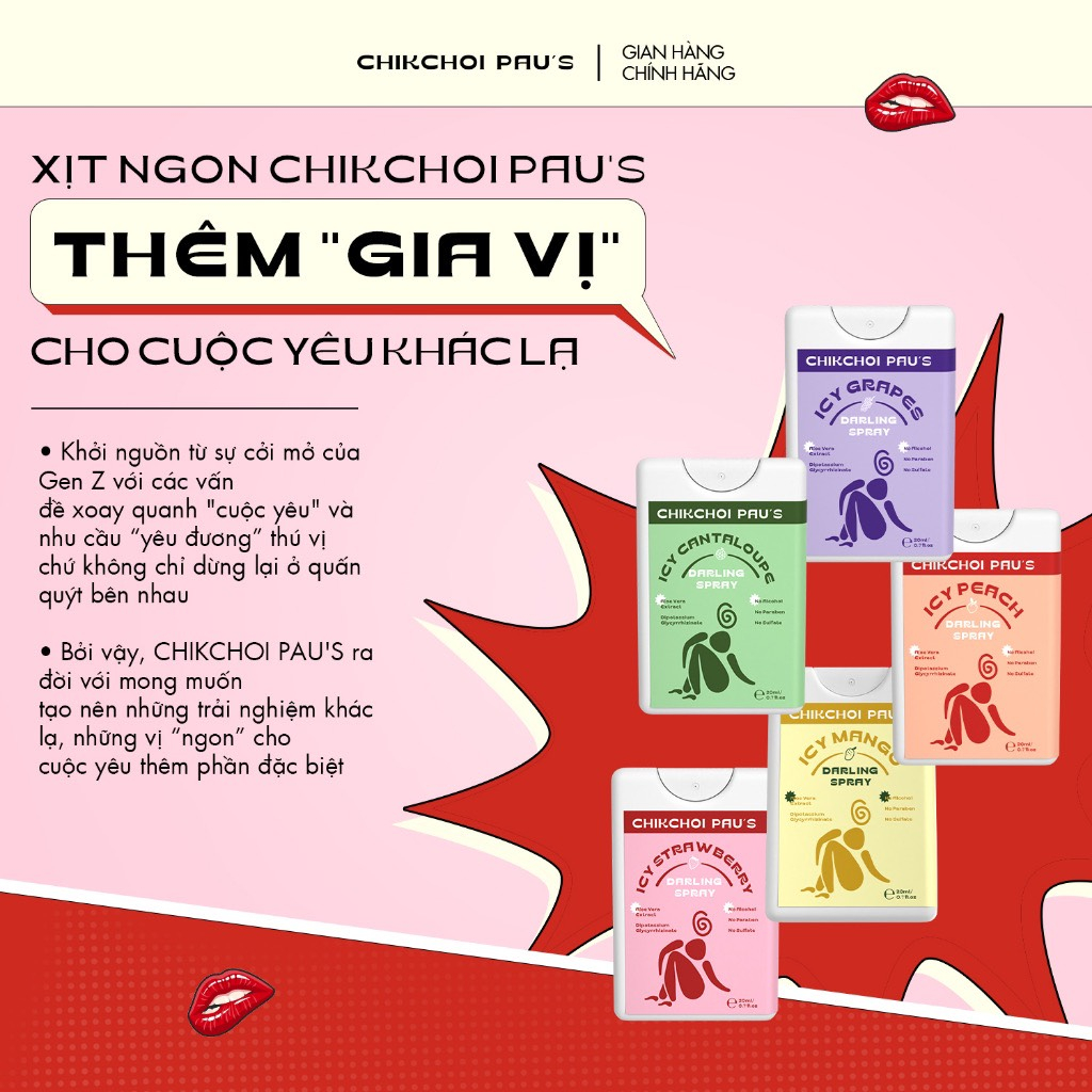Xịt ngon CHIKCHOI PAU'S combo 2 vị lạnh nam nữ, the mát tăng khoái cảm cho cuộc yêu 20 ml