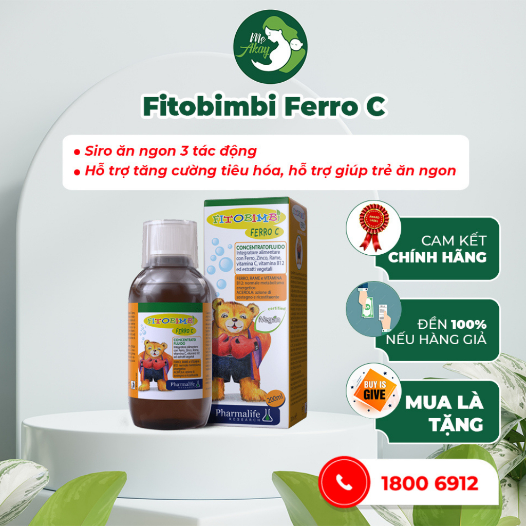 Fitobimbi Ferro C bổ sung Sắt, Kẽm cho trẻ, giúp tăng đề kháng, miễn dịch cho bé. Chai 200ml - MẸ AKAY