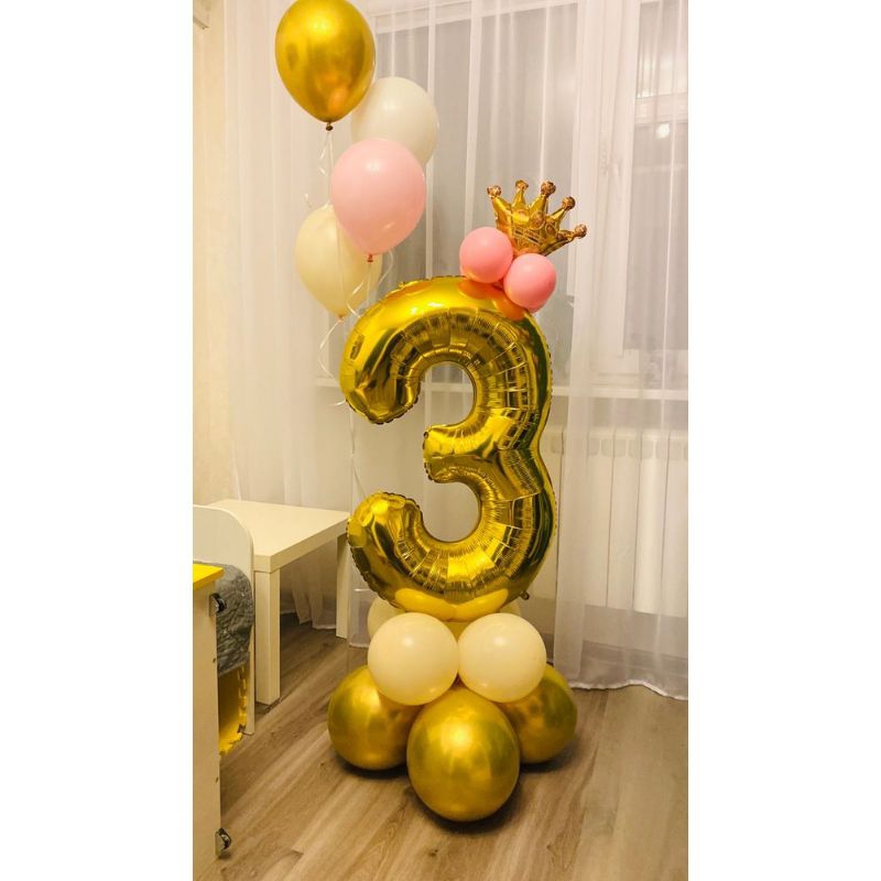 Bóng Số Tuổi Sinh Nhật Màu Bạc, Vàng, Trang Trí Sinh Nhật