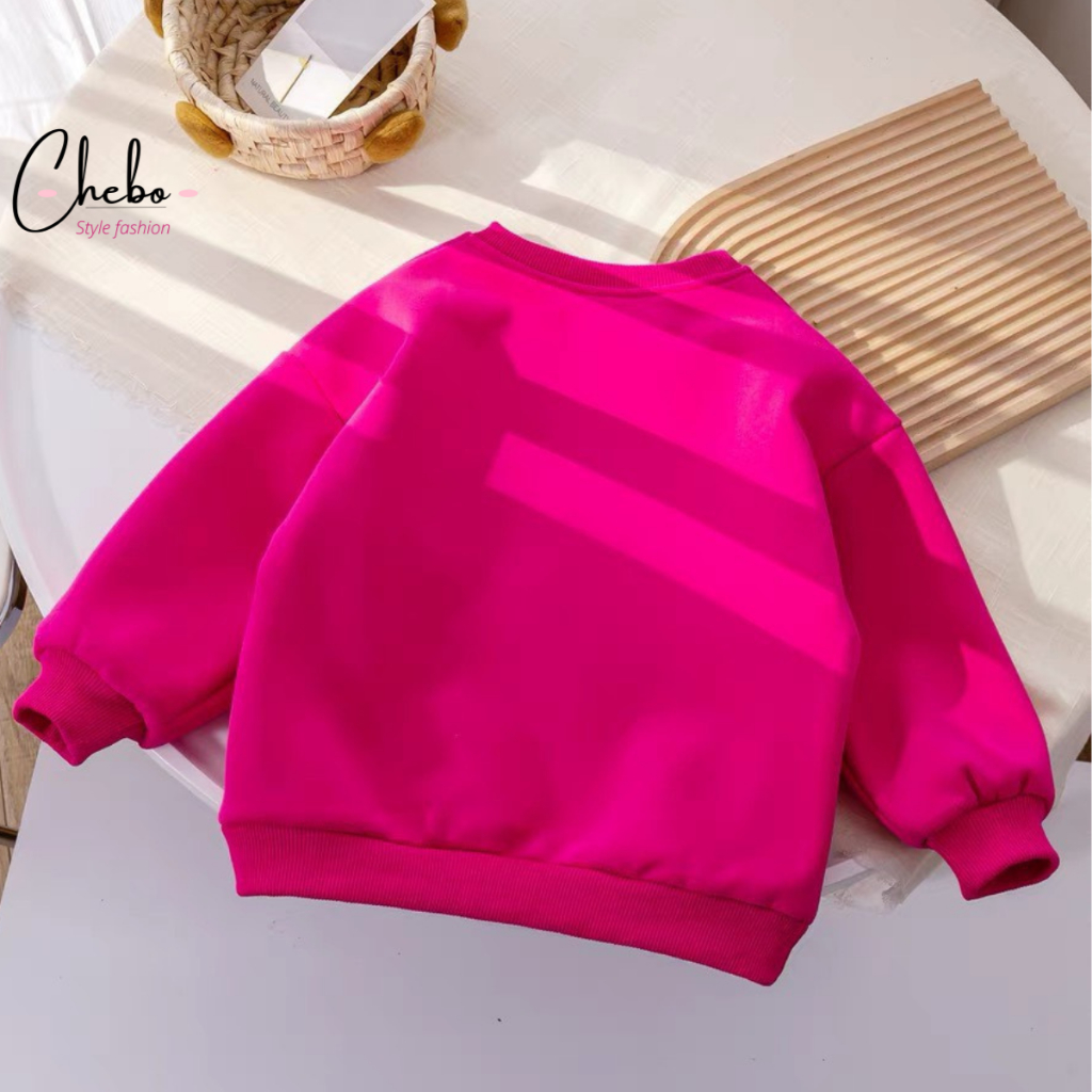 Áo nỉ gấu dâu sweater cho bé gái thêu nổi áo Sweater nỉ bông không xù siêu ấm dễ thương hot hit Quảng Châu cao cấp