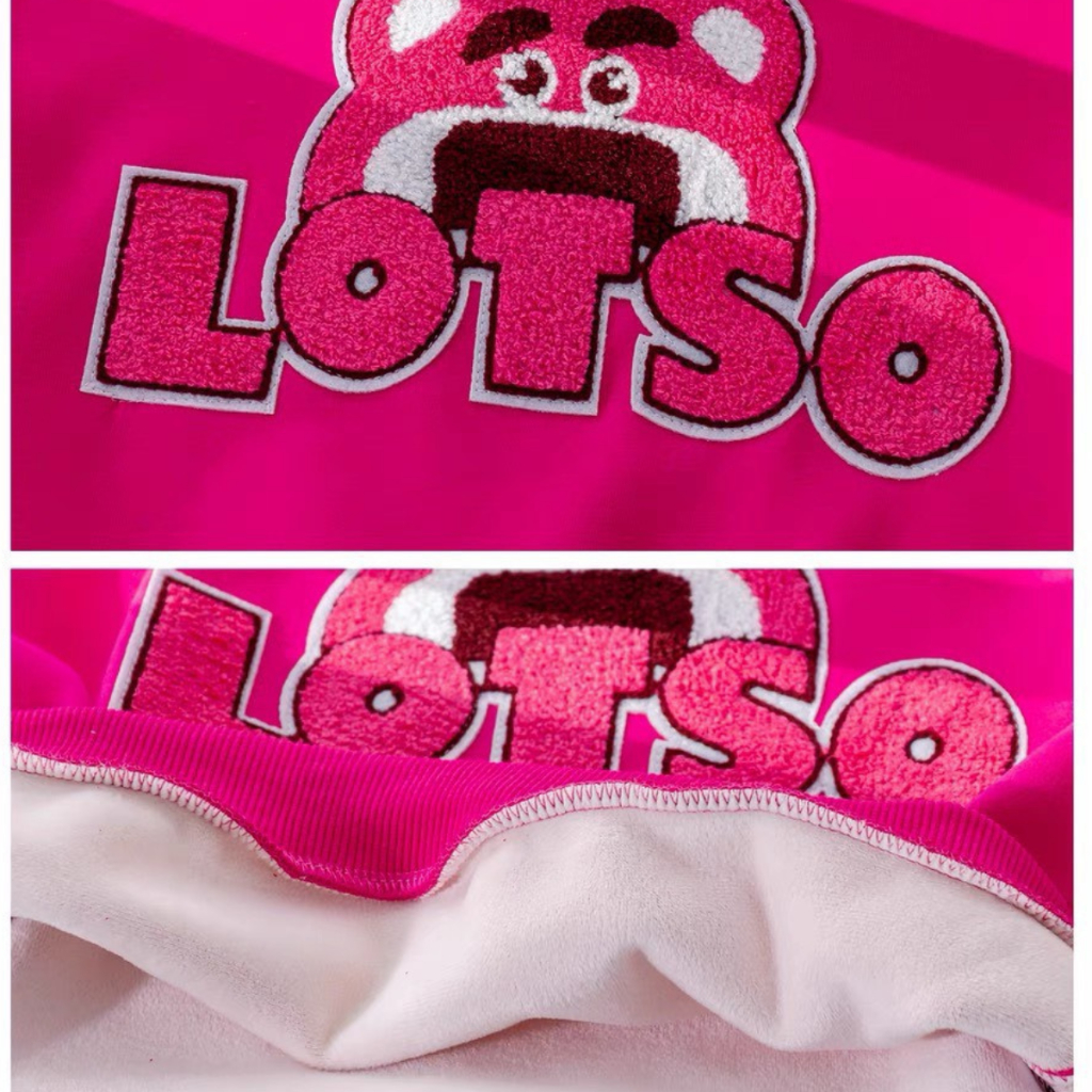 Áo nỉ gấu dâu sweater cho bé gái thêu nổi áo Sweater nỉ bông không xù siêu ấm dễ thương hot hit Quảng Châu cao cấp