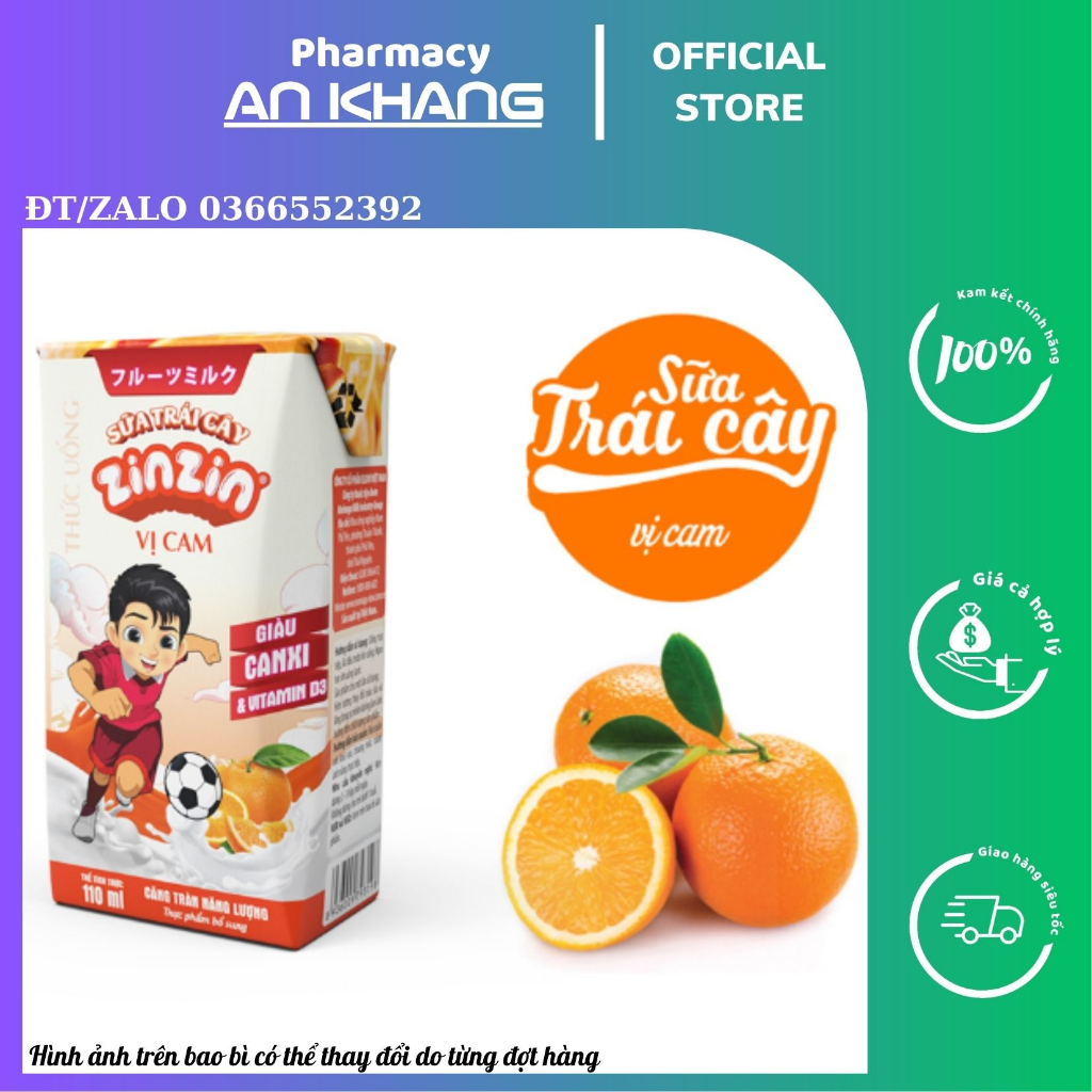 Thùng 48 hộp Sữa trái cây ZinZin vị cam 110ml - Siêu ưu đãi