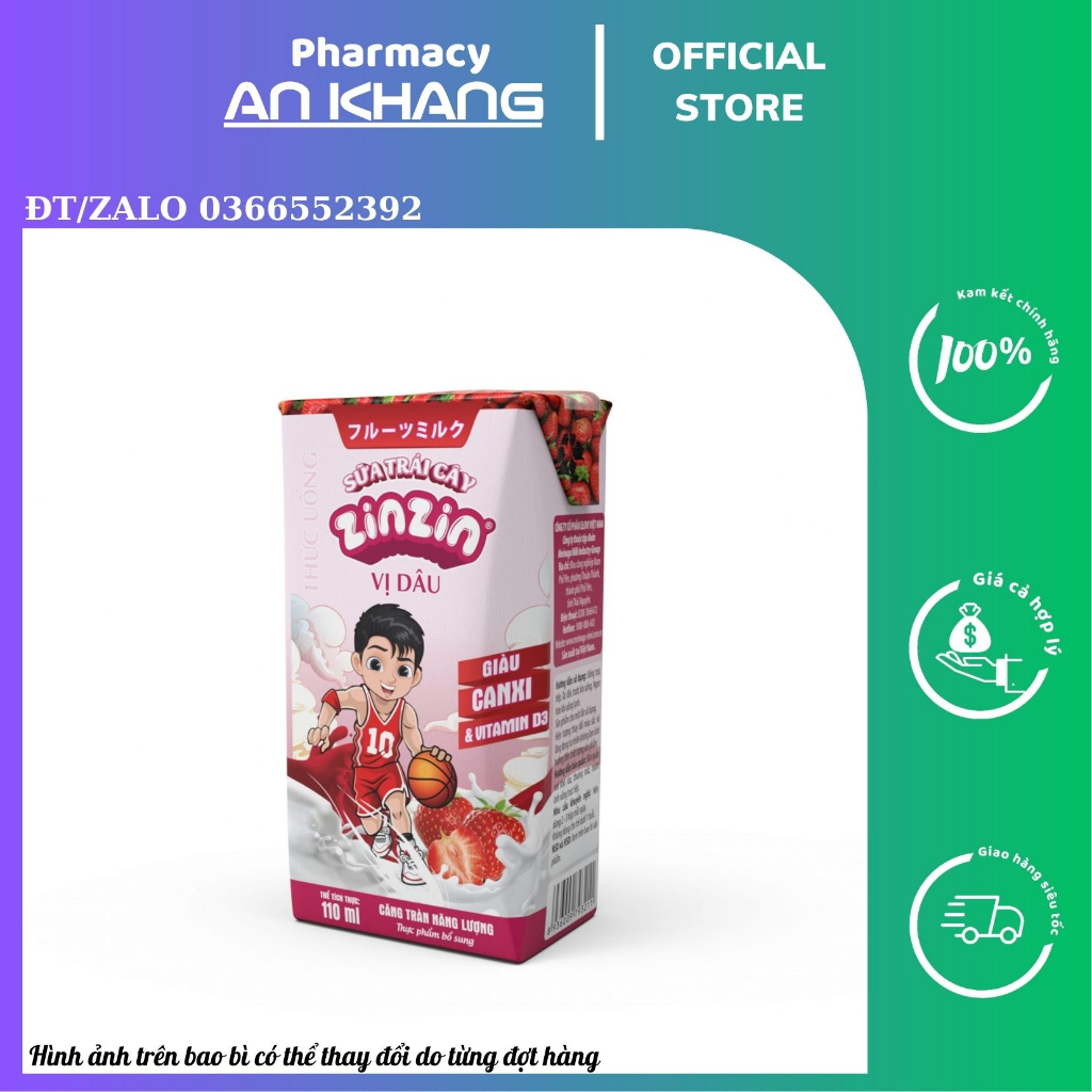 Thùng 48 hộp Sữa trái cây ZinZin vị dâu 110ml - Siêu ưu đãi
