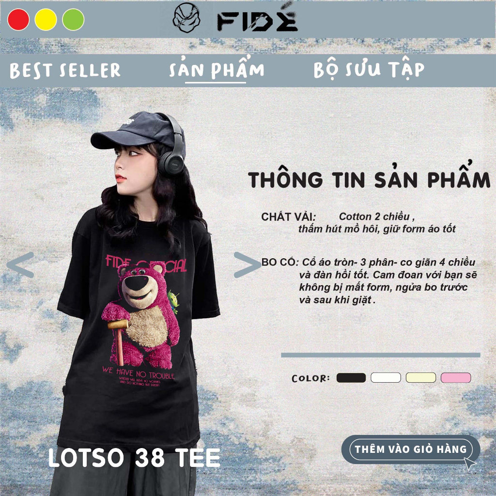 Áo thun FIDE phông trơn nam nữ cổ tròn FIDE GẤU LOTSO 38