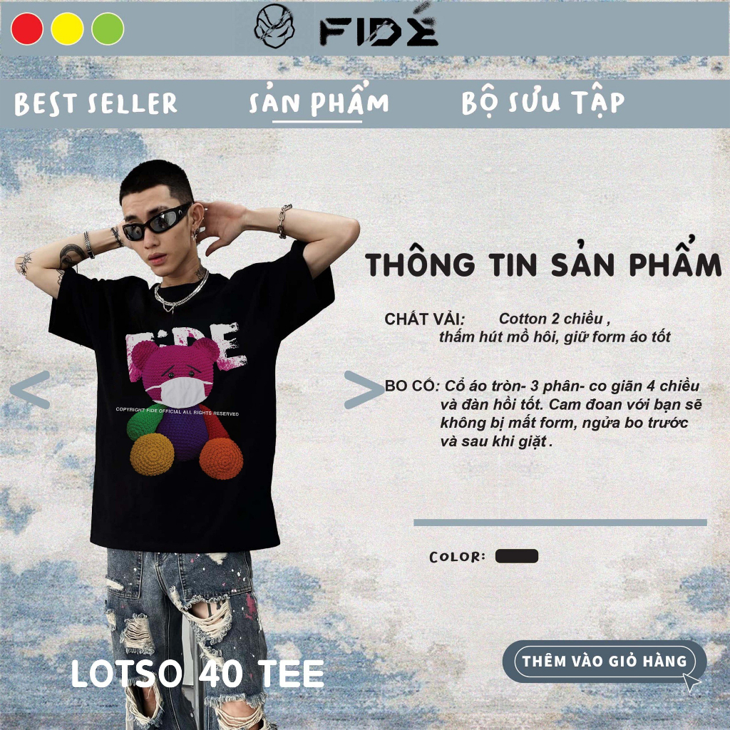 Áo thun FIDE phông trơn nam nữ cổ tròn FIDE GẤU LOTSO 40