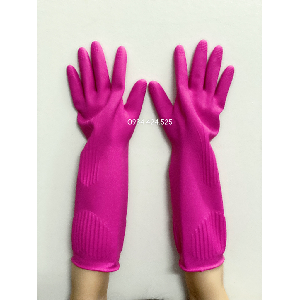 Găng tay cao su Đông Cầu Vồng Màu Hồng dài 37cm- Găng tay rửa chén, làm vườn, phục vụ đời sống