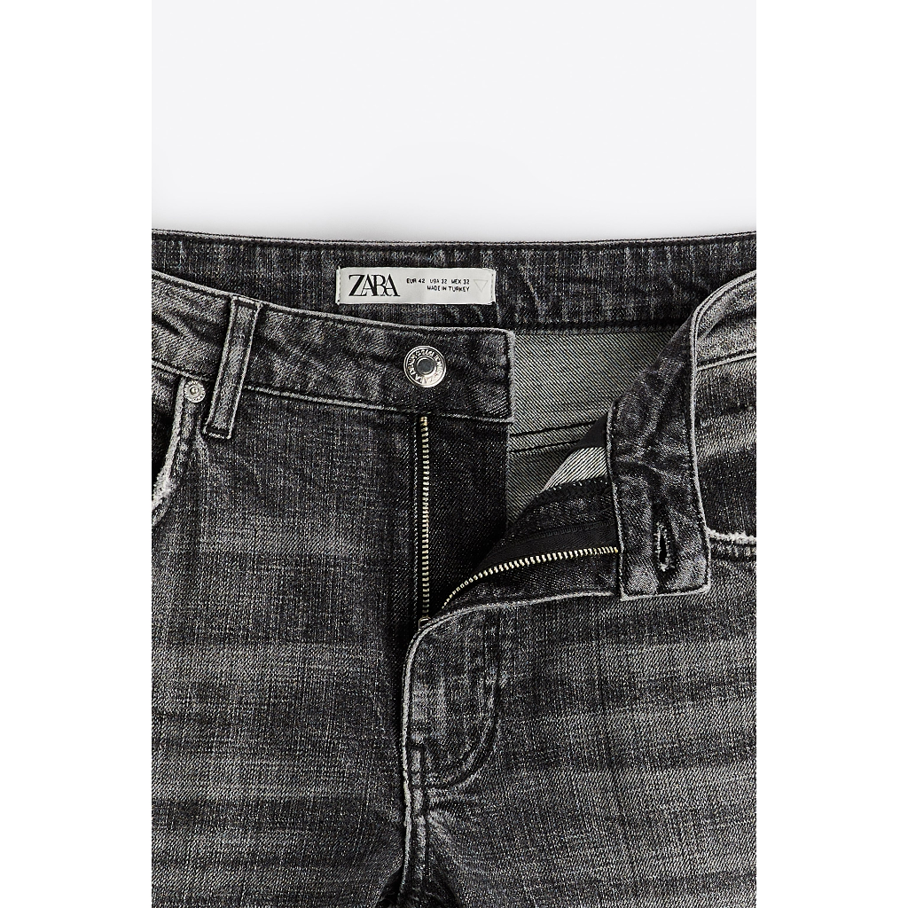 Quần Jeans Nam ZARA Authentic Rách Đáp Màu Ghi Xám Cực Đẹp