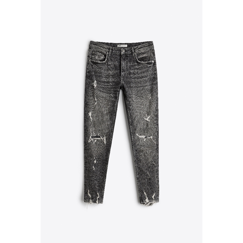 Quần Jeans Nam ZARA Authentic Rách Đáp Màu Ghi Xám Cực Đẹp