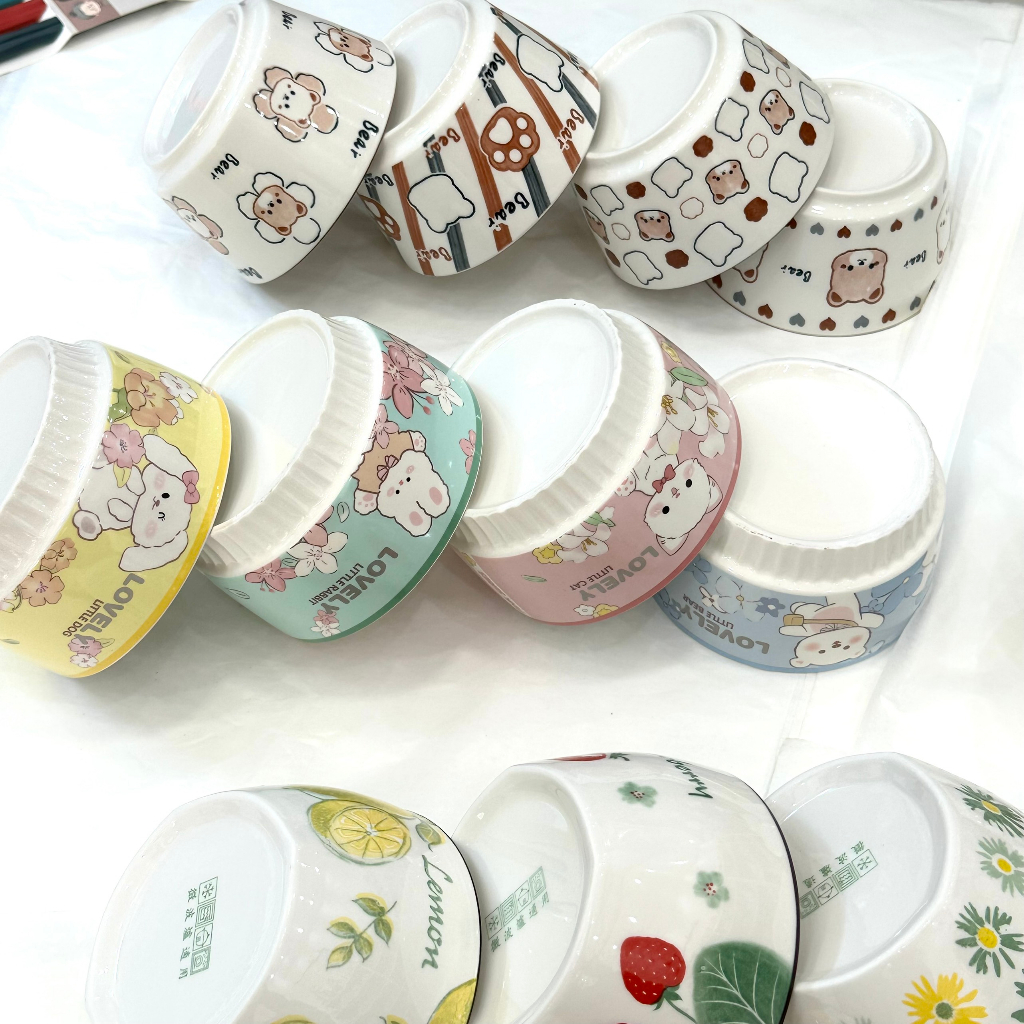 Bát Ăn Cơm Dễ Thương - Chén Sứ  Ăn Cơm Cao Cấp, Men Bóng Đẹp, Bền, Dày, Hàng Đẹp Loại 1