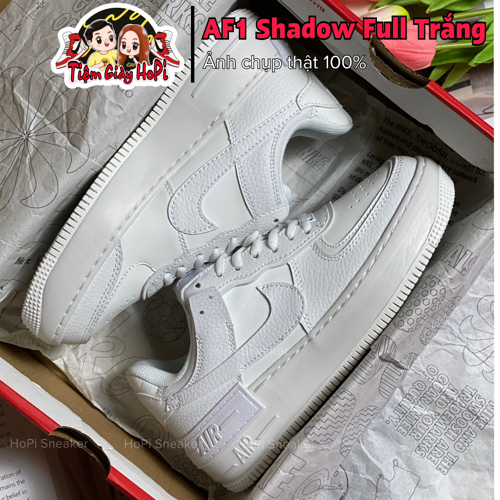 Giày Sneaker_Nike AF1 Shadow Trắng, AF1 Trắng Bản Chuẩn Cao Cấp Full Box Bill | HoPi Sneaker