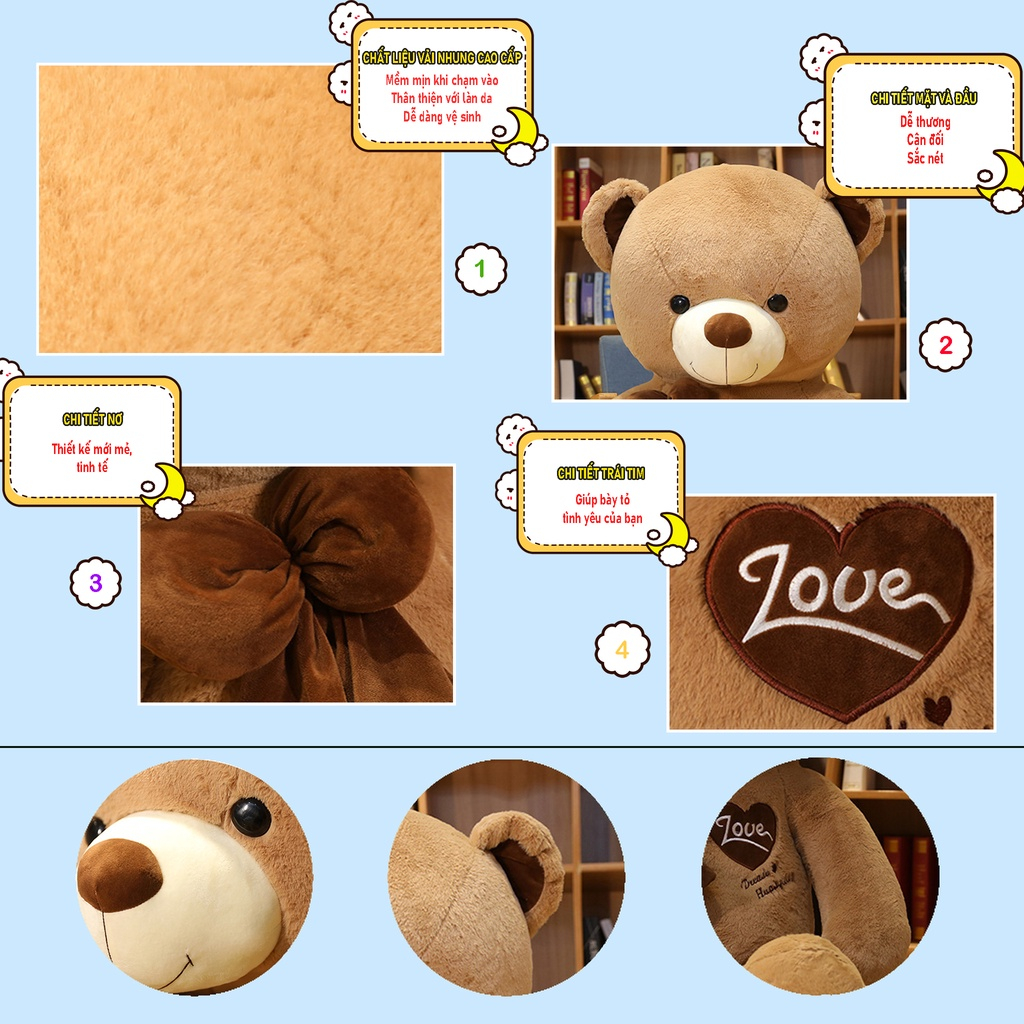 Gấu bông teddy siêu to cỡ lớn siêu đẹp siêu cute, Gấu bông sang trọng, Đồ chơi thú bông - SANBEO.VN