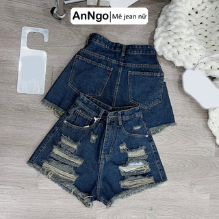 Quần short jean nữ chất denim cực đẹp, quần đùi bò rách nhiều cá tính Anngo - AT343