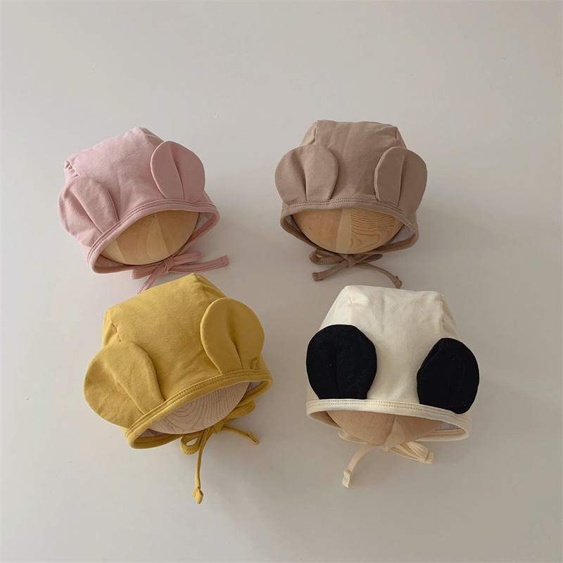 Mũ trùm cotton tai gấu cho bé