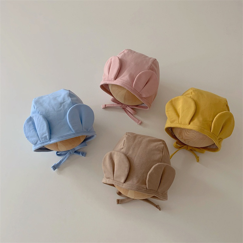 Mũ trùm cotton tai gấu cho bé