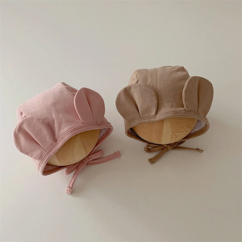 Mũ trùm cotton tai gấu cho bé