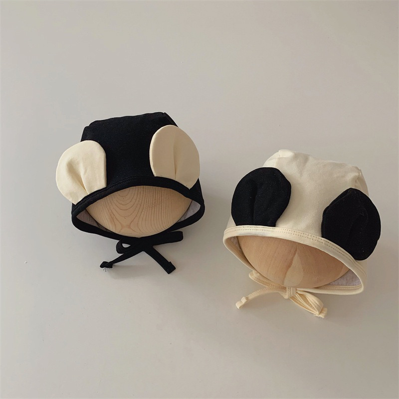 Mũ trùm cotton tai gấu cho bé