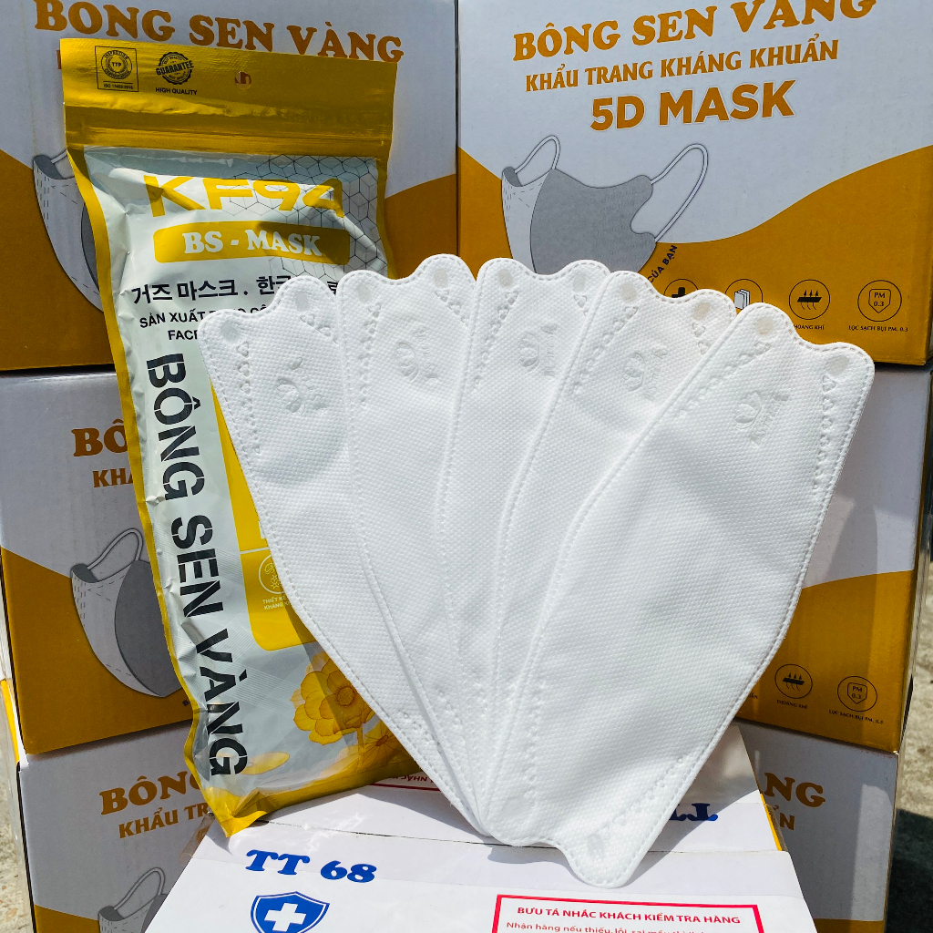 Thùng 300c Khẩu Trang 4 Lớp KF94 Bông Sen Vàng