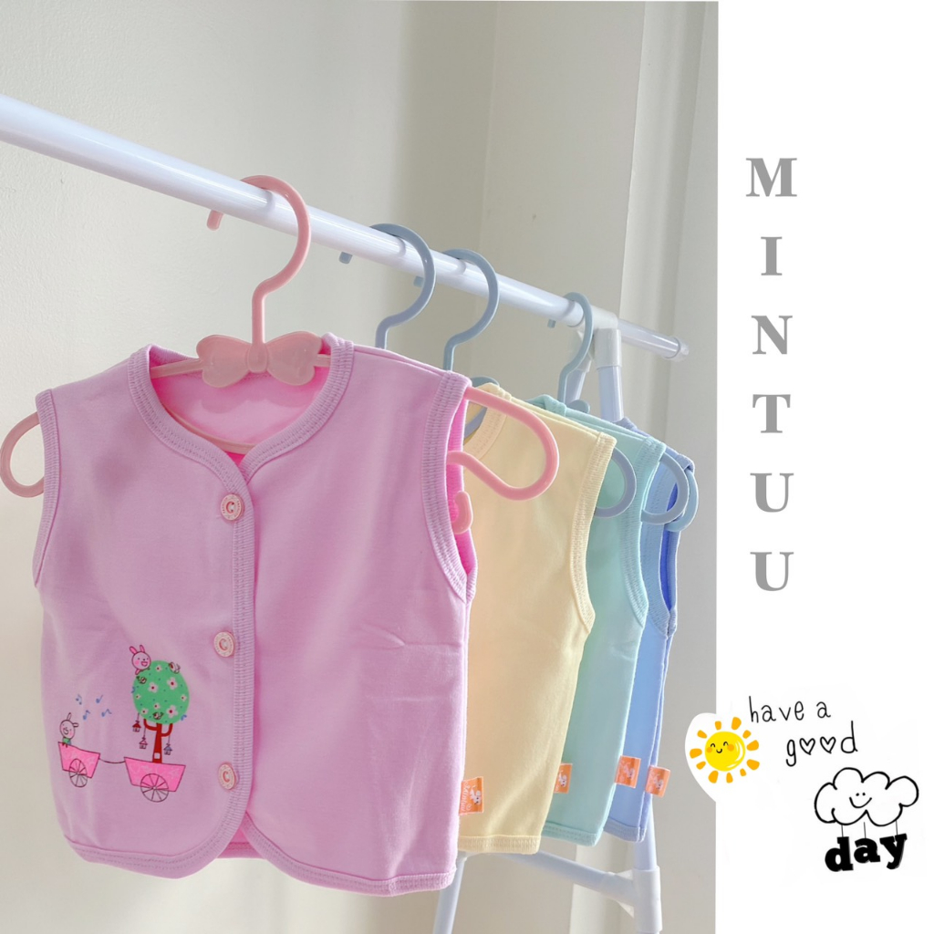 Áo gile sơ sinh, trẻ em 2 lớp vải Interlock hiệu Mintuu