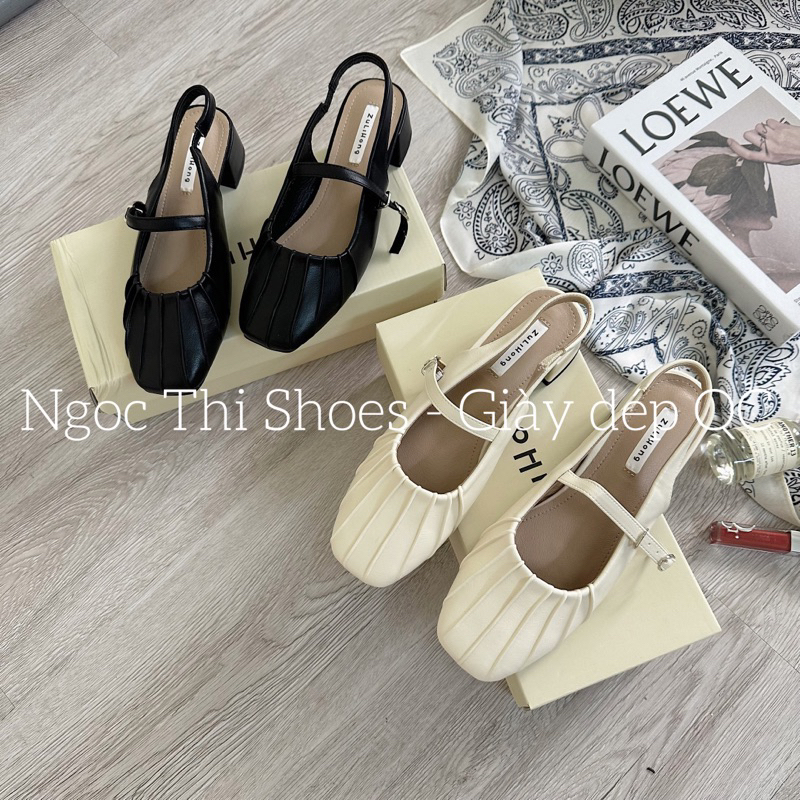 Giày hở gót mũi sò 5cm