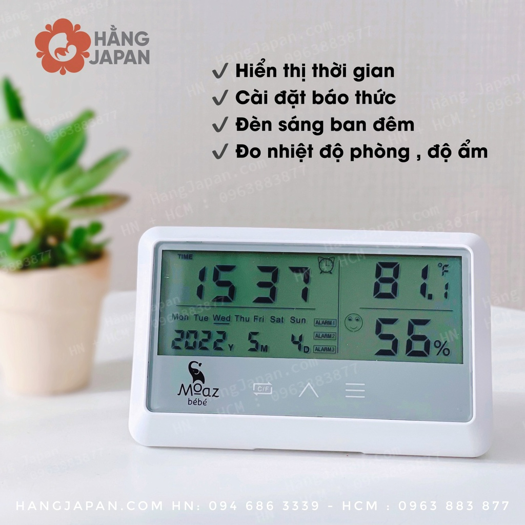 Nhiệt ẩm kế MB027 Moaz Bebe đa năng đo nhiệt độ, độ ẩm phòng bảo hàng 12 tháng lỗi 1 đổi 1, nhiệt ẩm kế điện tử