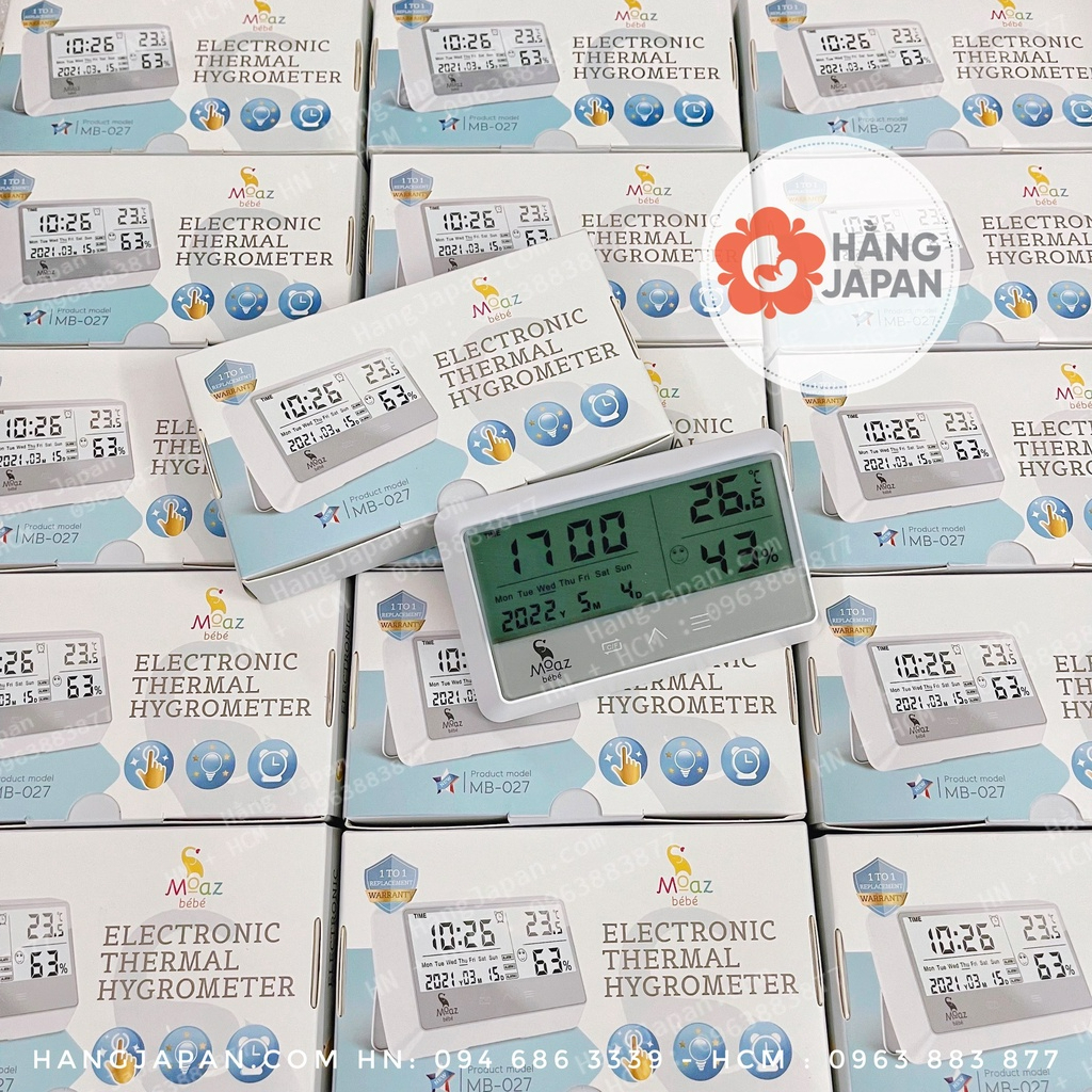 Nhiệt ẩm kế MB027 Moaz Bebe đa năng đo nhiệt độ, độ ẩm phòng bảo hàng 12 tháng lỗi 1 đổi 1, nhiệt ẩm kế điện tử