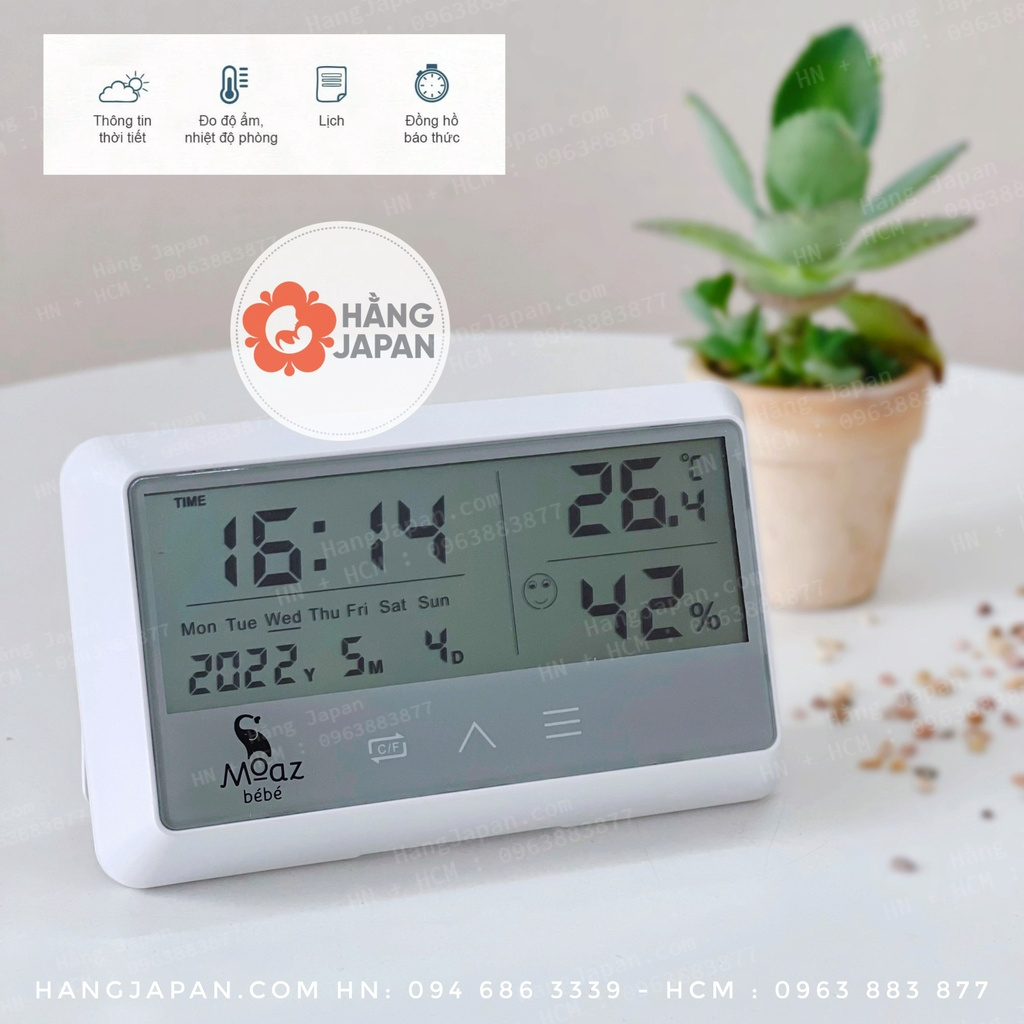 Nhiệt ẩm kế MB027 Moaz Bebe đa năng đo nhiệt độ, độ ẩm phòng bảo hàng 12 tháng lỗi 1 đổi 1, nhiệt ẩm kế điện tử