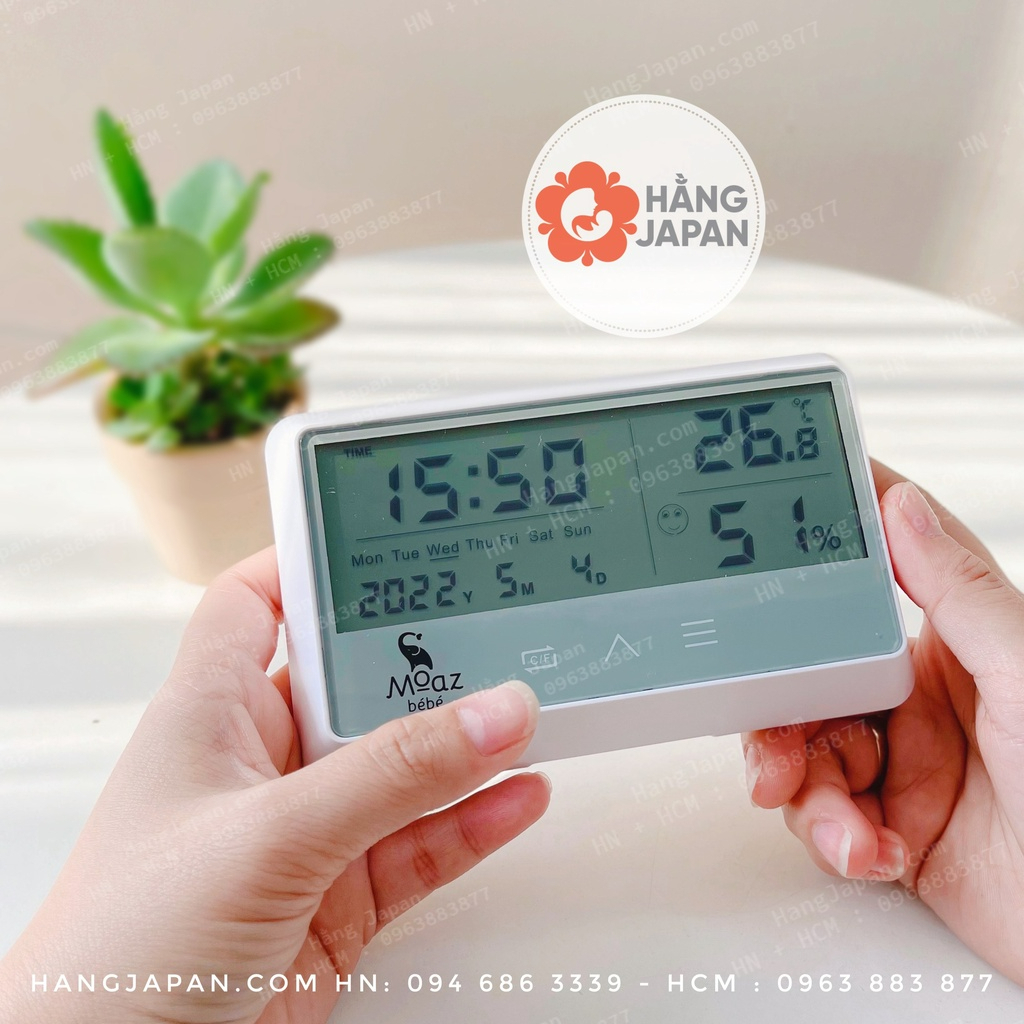 Nhiệt ẩm kế MB027 Moaz Bebe đa năng đo nhiệt độ, độ ẩm phòng bảo hàng 12 tháng lỗi 1 đổi 1, nhiệt ẩm kế điện tử