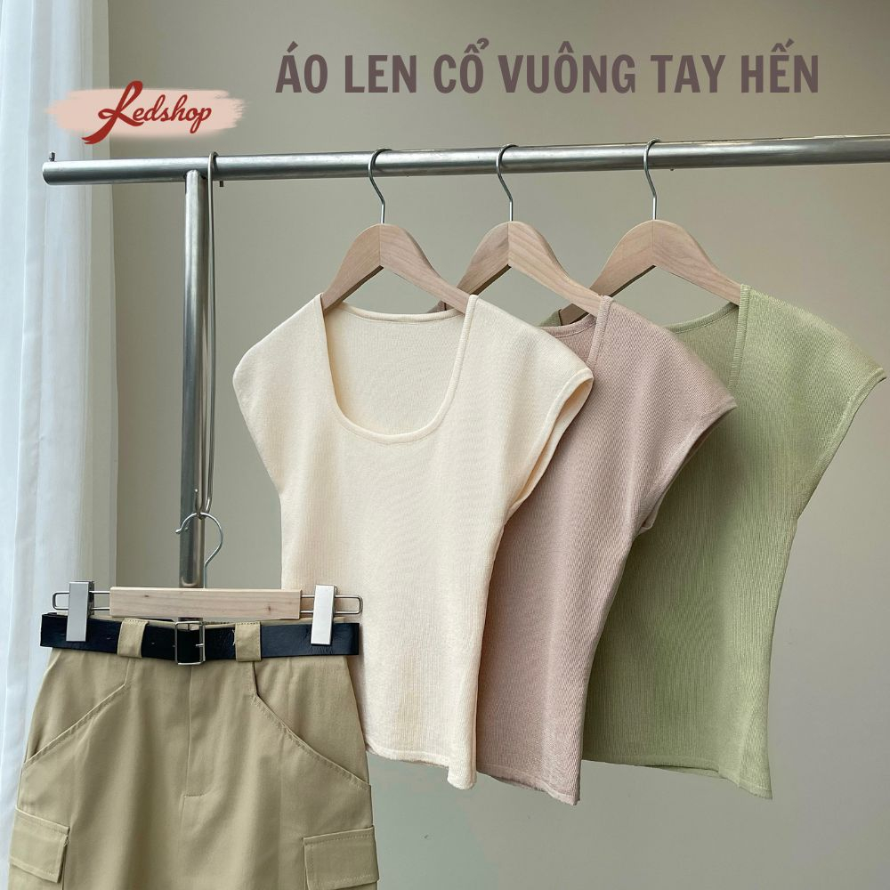 Áo len nữ cổ vuông tay hến phong cách Hàn Quốc Red Shop 302010