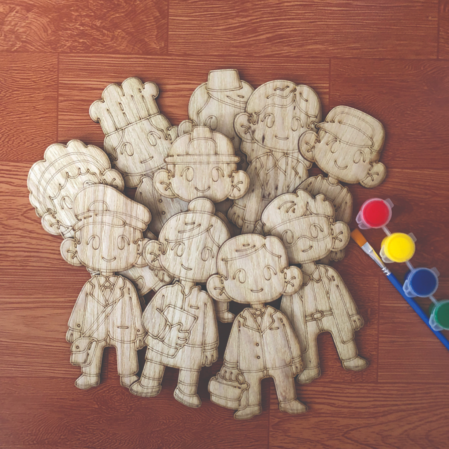 Bộ 10 Hình Tô Màu Gỗ Giúp Bé Vẽ Lên Những Ước Mơ Của Mình - Tự Do Tư Duy Lựa Chọn Nghề Mà Bé Yêu Thích