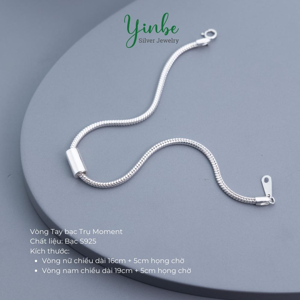 Lắc Tay Bạc Nữ S950 Vòng Tay Bạc Trụ Moment Yinbesilver YB026 Charm Trụ Khắc Chữ Theo Yêu Cầu